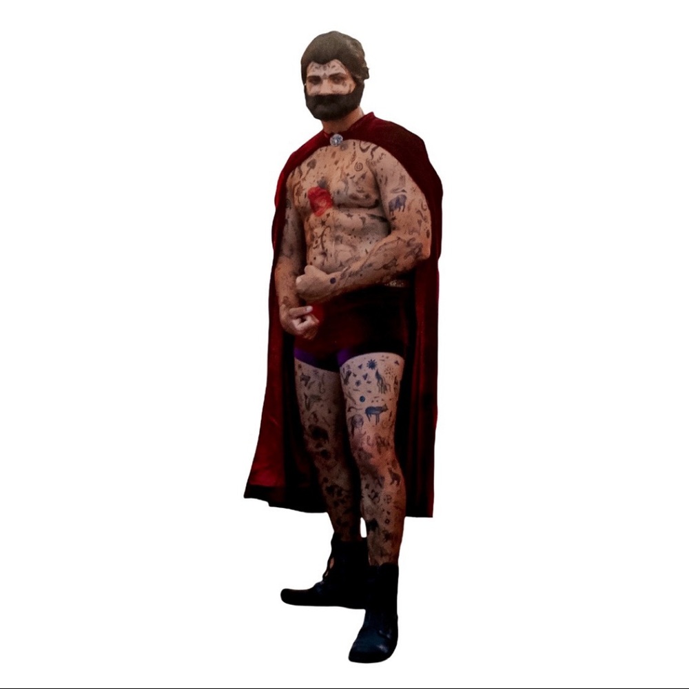 Greatest Showman Captain Constantine Tattooed Man Halloween Cape Shorts Costume